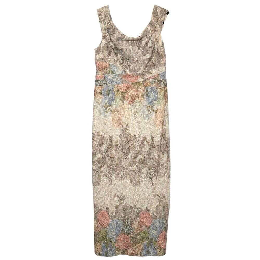 Adrianna Papell Matelassé Floral Jacquard Column Gown Women's Size 16